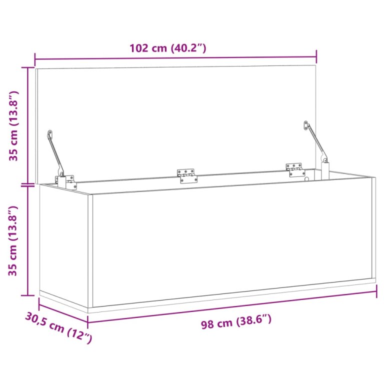 Cutie de depozitare, gri sonoma, 102x35x35 cm, lemn prelucrat