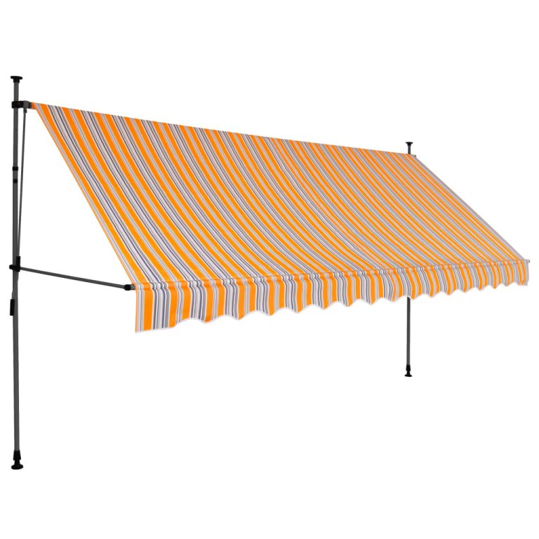 Copertină retractabilă manual cu LED, galben & albastru, 350 cm