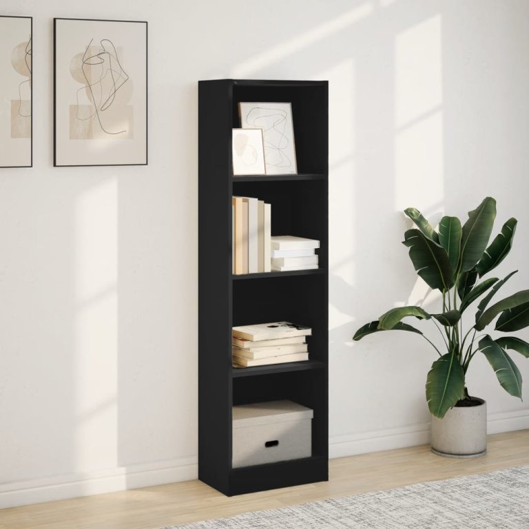 Bibliotecă, negru, 40x24x143 cm, lemn prelucrat