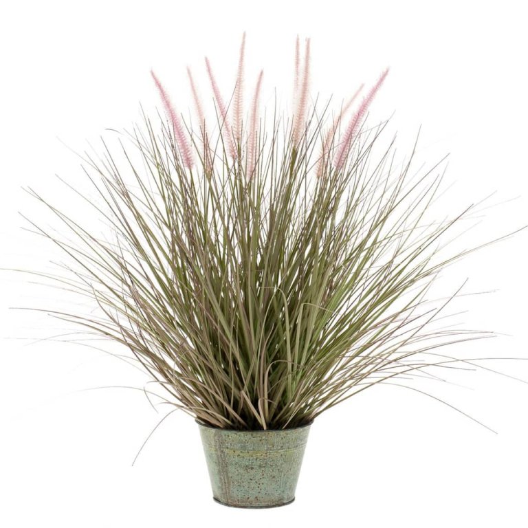 Emerald Iarbă artificială Pennisetum 58 cm în ghiveci de zinc