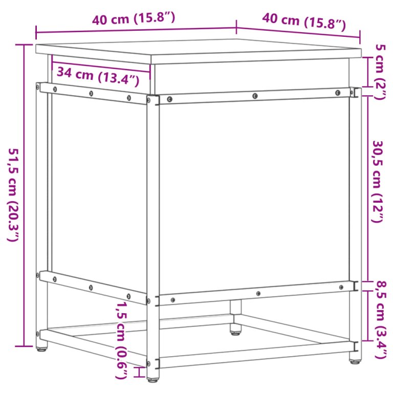 Cutie depozitare stejar maro 40x40x51,5 cm lemn prelucrat