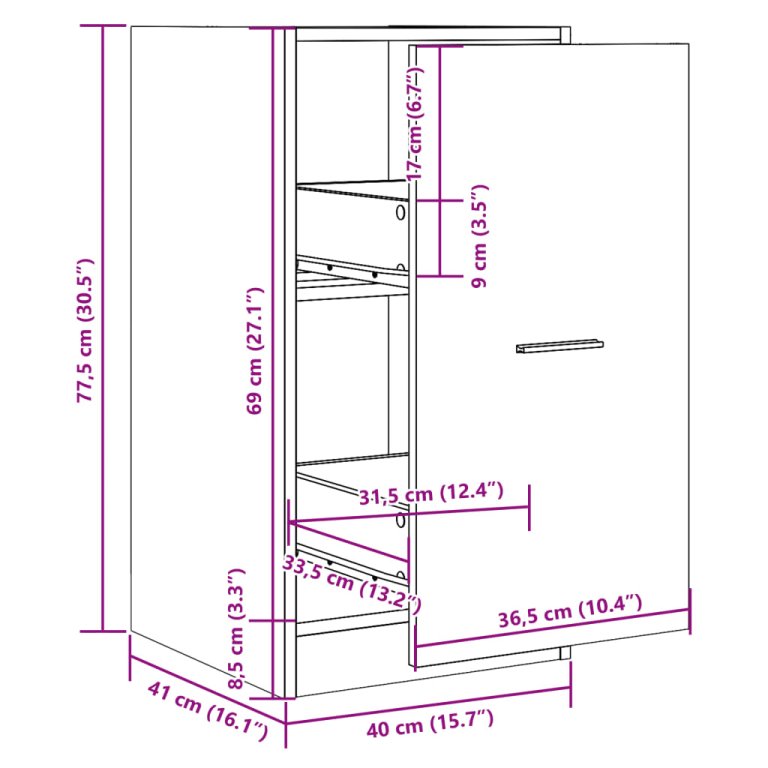 Dulap de farmacie, stejar sonoma, 40x41x77,5 cm lemn prelucrat