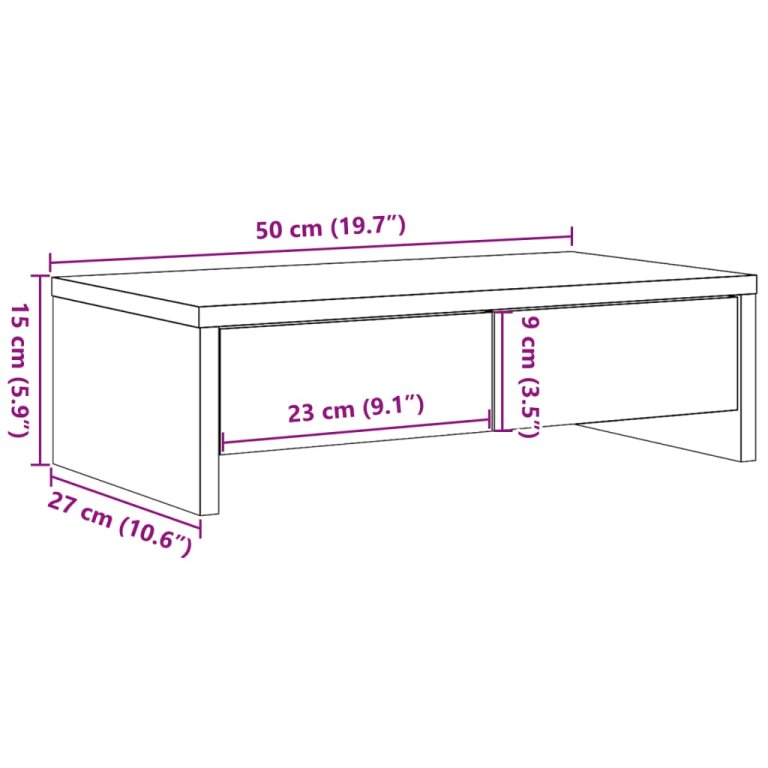 Suport monitor cu sertare, stejar sonoma, 50x27x15 cm, lemn