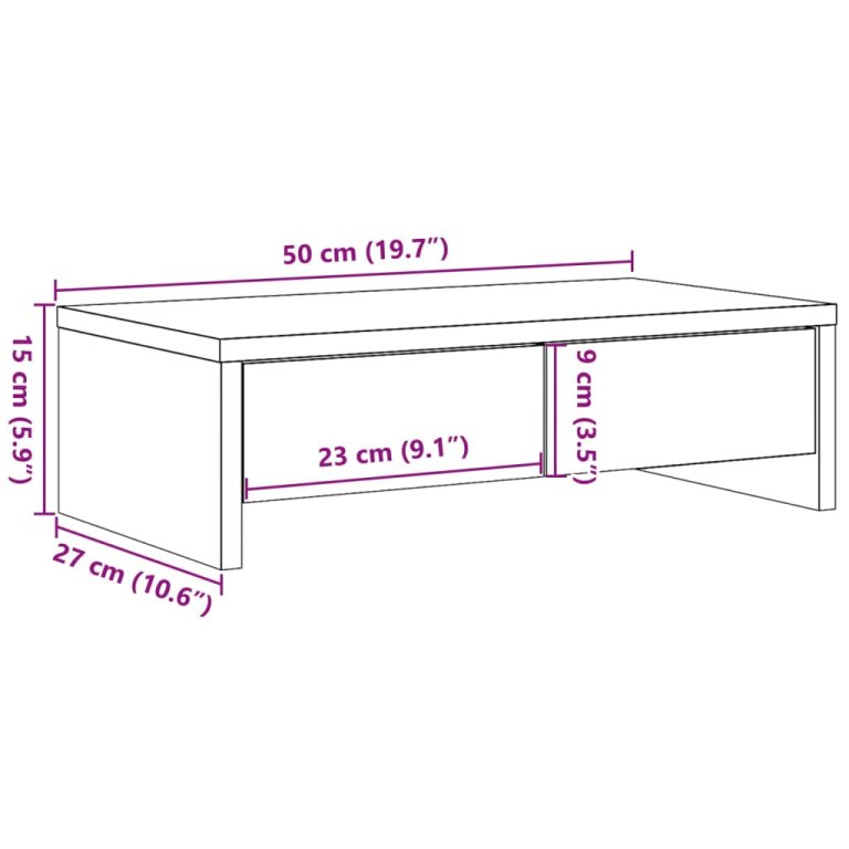 Suport monitor cu sertare lemn vechi 50x27x15 cm lemn prelucrat