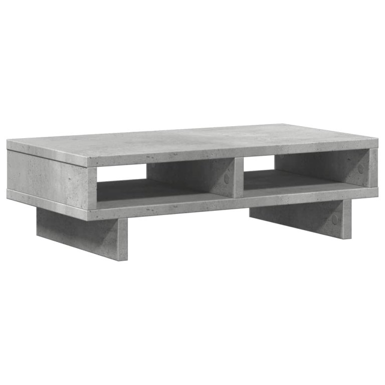 Suport de monitor, gri beton, 50x27x15 cm, lemn prelucrat