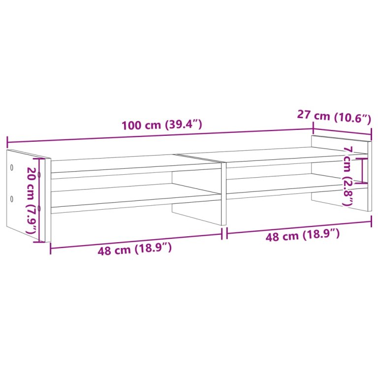 Suport monitor, stejar maro, 100x27x20 cm, lemn prelucrat