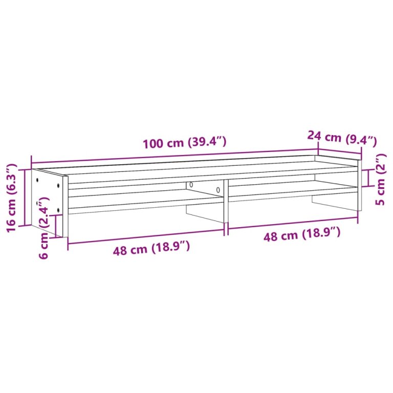 Suport monitor, alb, 100x24x16 cm, lemn prelucrat