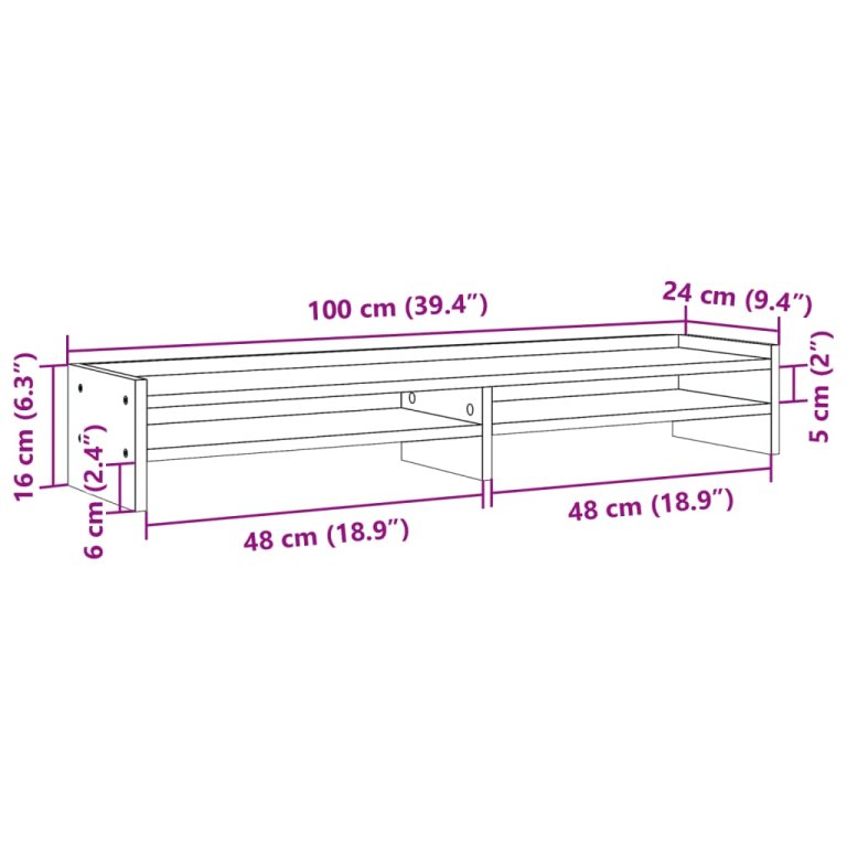 Suport monitor, stejar maro, 100x24x16 cm, lemn prelucrat