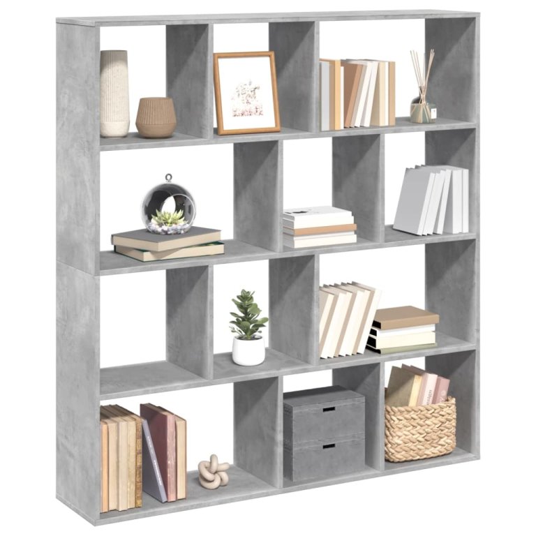 Bibliotecă, gri beton, 132x29x141,5 cm, lemn prelucrat