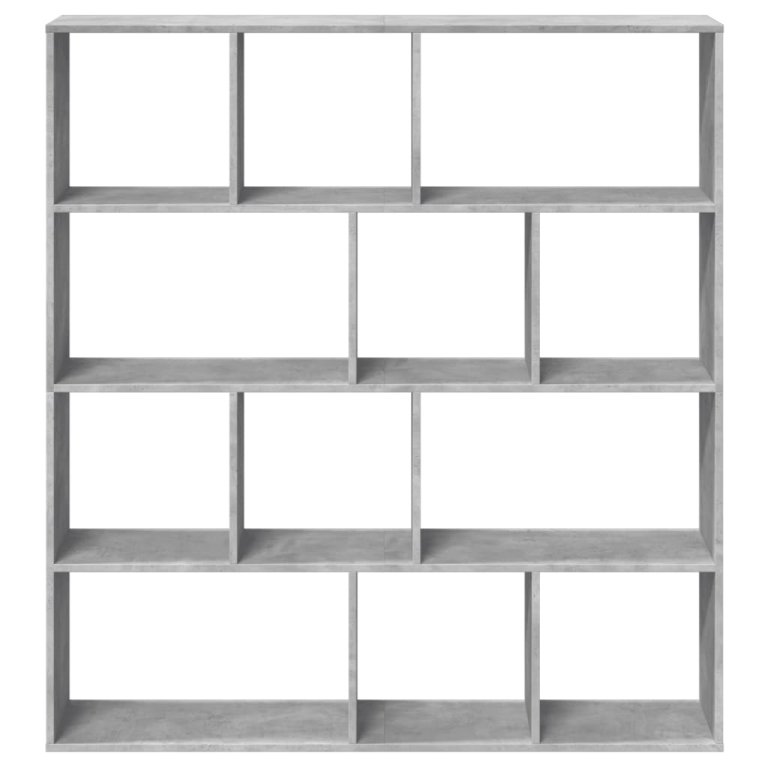 Bibliotecă, gri beton, 132x29x141,5 cm, lemn prelucrat