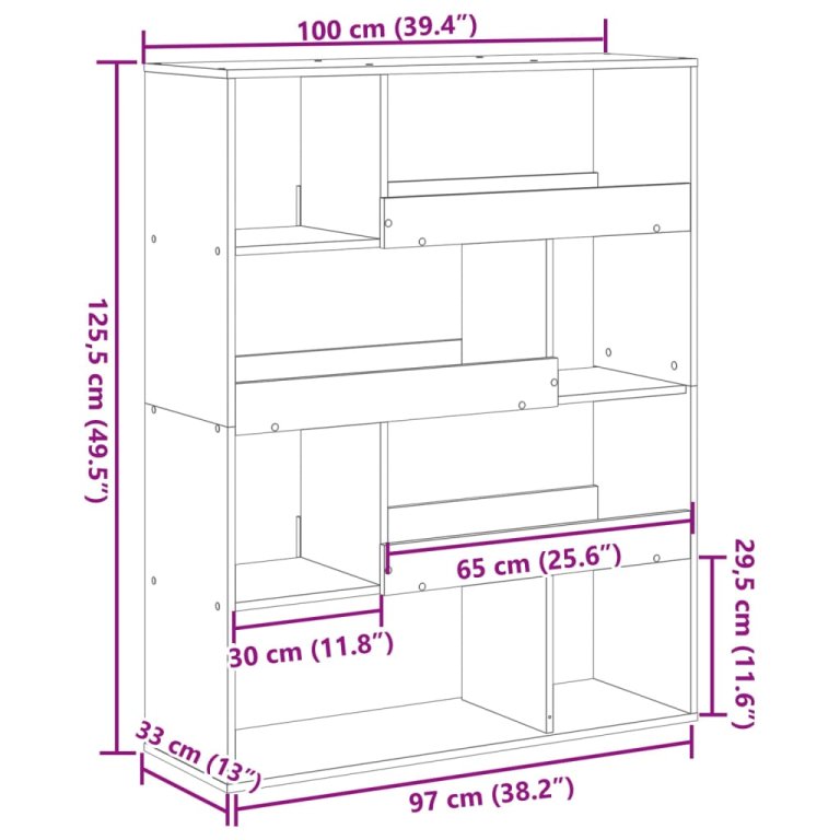 Bibliotecă, alb, 100x33x125,5 cm, lemn prelucrat