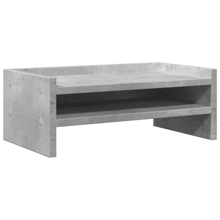 Suport de monitor, gri beton, 42x24x16 cm, lemn prelucrat