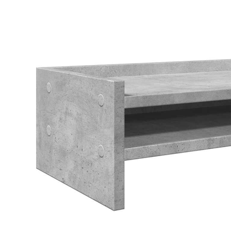 Suport de monitor, gri beton, 42x24x16 cm, lemn prelucrat