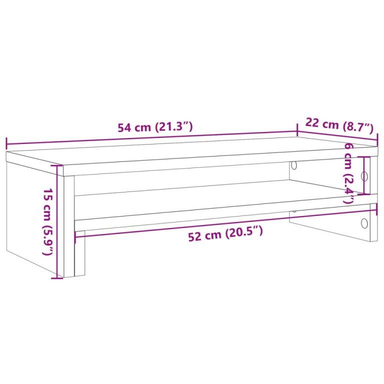 Suport de monitor, negru, 54x22x15 cm, lemn prelucrat