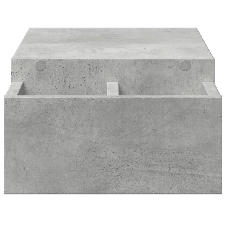 Suport monitor cu depozitare, gri beton, 70x27x15cm, lemn