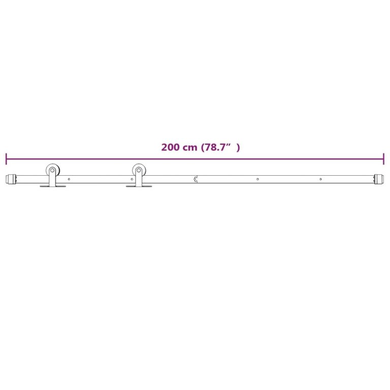 Set feronerie pentru uși glisante, alb, 200 cm, oțel