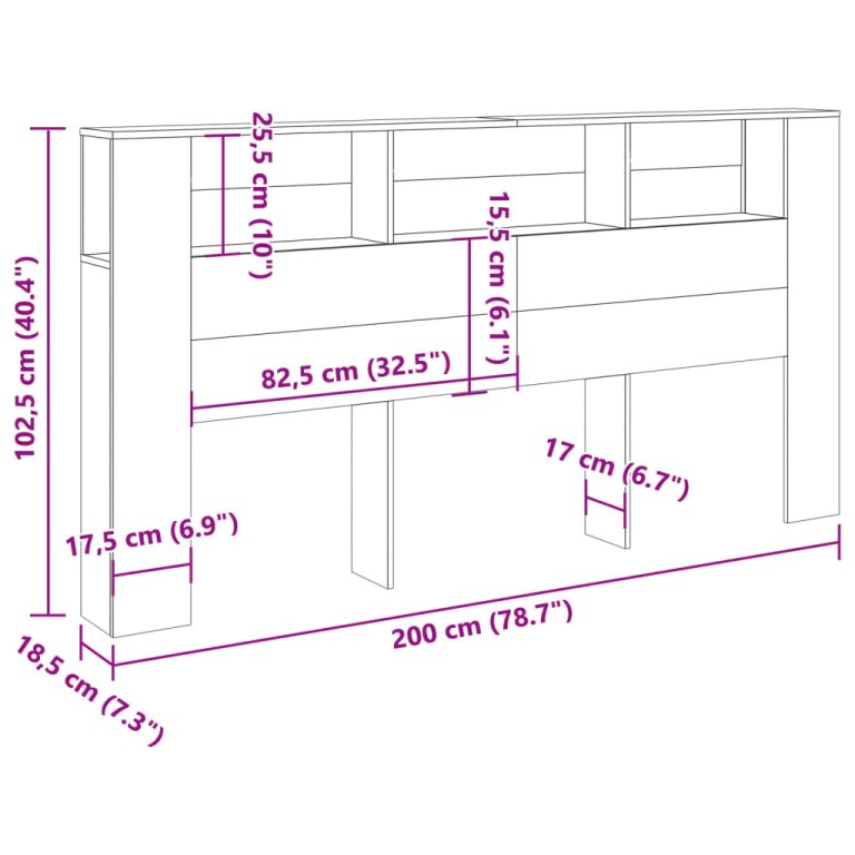 Tăblie pat cu dulap lemn vechi 200x18,5x102,5 cm lemn prelucrat