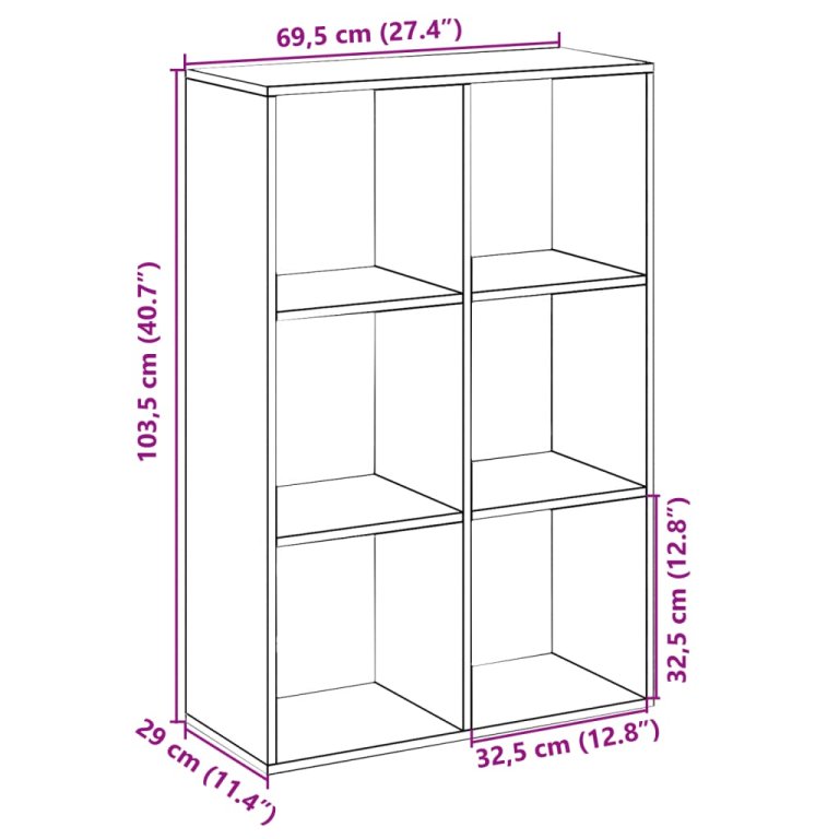 Bibliotecă/separator cameră gri sonoma 69,5x29x103,5 cm lemn