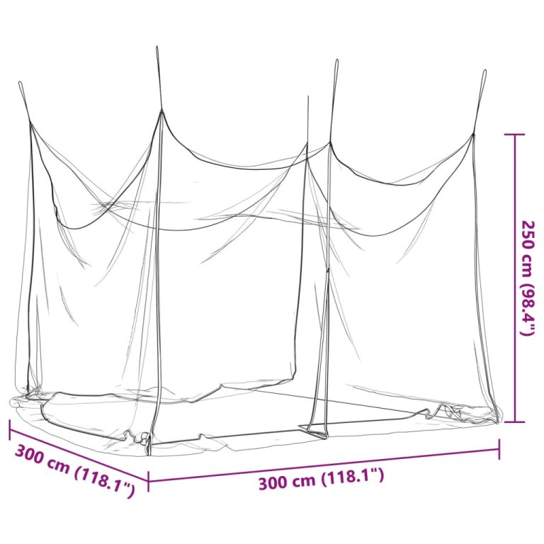 Plasa tantari interior exterior 156 ochiuri alb 300x300x250 cm