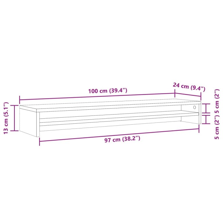 Suport monitor, lemn vechi, 100 x 24 x 13 cm, lemn prelucrat