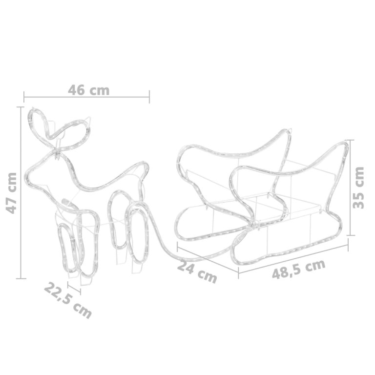 Decorațiune de Crăciun cu ren și sanie, 252 leduri, exterior