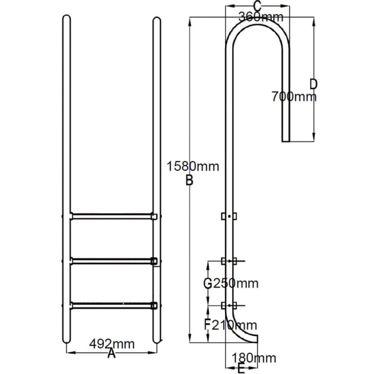 Scară pentru piscină cu 3 trepte, 120 cm, oțel inoxidabil 304