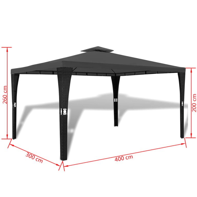 Pavilion cu acoperiș, gri închis, 3 x 4 m