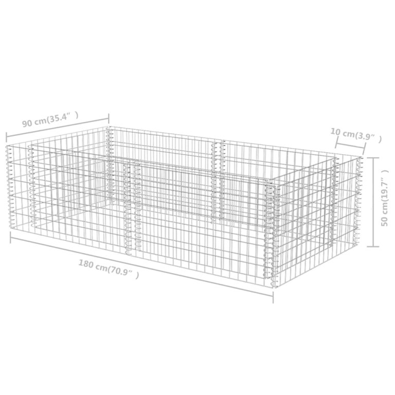 Jardinieră gabion, 180 x 90 x 50 cm, oțel galvanizat