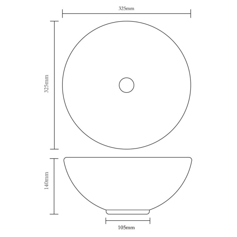 Chiuvetă ceramică pentru baie, rotundă, neagră