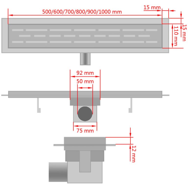 Rigolă duș liniară, model bule, oțel inoxidabil, 530 x 140 mm