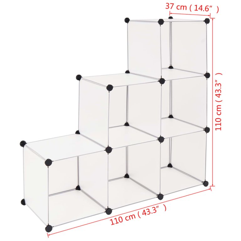 Dulap de depozitare tip cub, 6 compartimente, alb