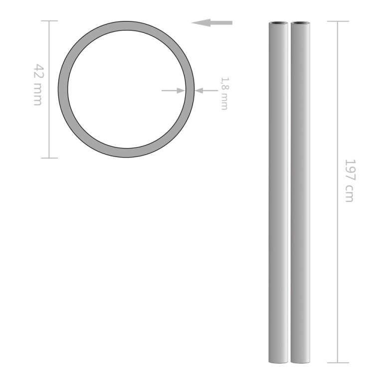 Tuburi din oțel inoxidabil 2 buc. Ø42x1,8mm rotund V2A 2m