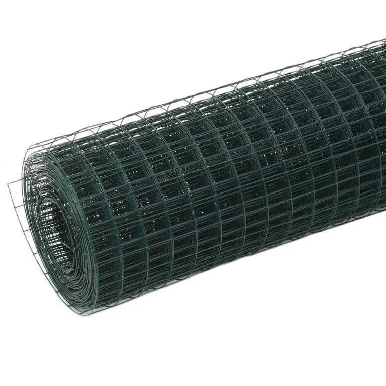 Plasă de sârmă găini, verde, 25 x 1,5 m, oțel cu înveliș PVC