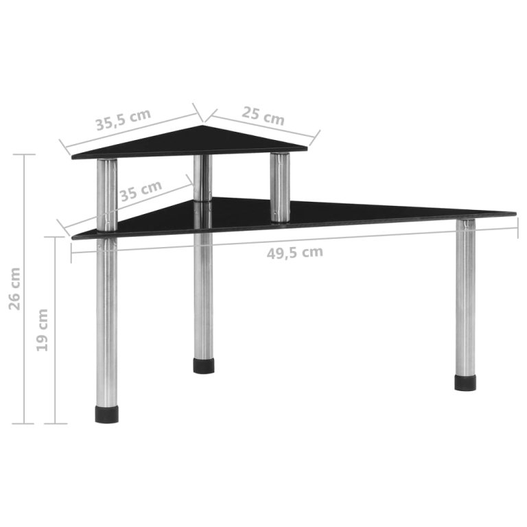 Raft de bucătărie negru, 49,5x35x26 cm, sticlă securizată