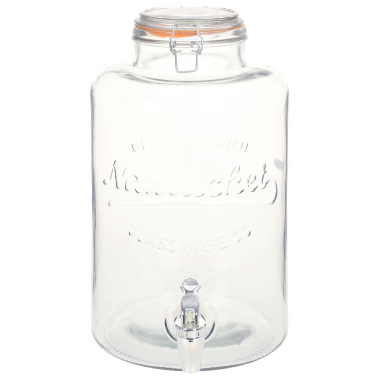 Dozator de apă XXL cu robinet, transparent, 8 L, sticlă