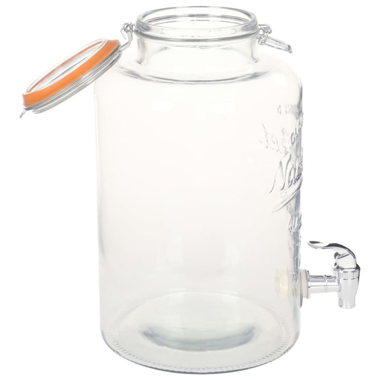 Dozator de apă XXL cu robinet, transparent, 8 L, sticlă