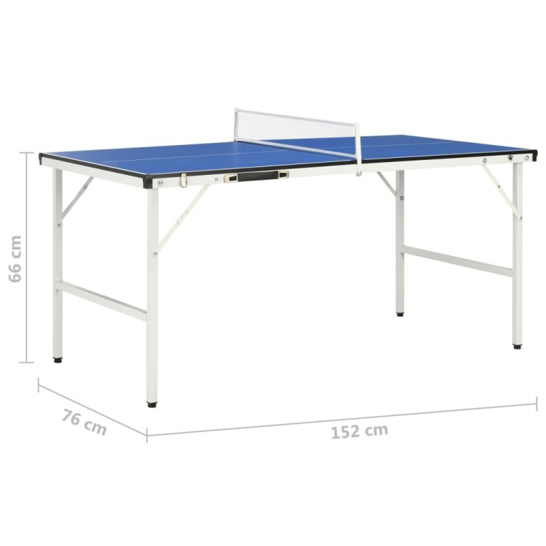 Masă de ping pong cu fileu, albastru, 152 x 76 x 66 cm