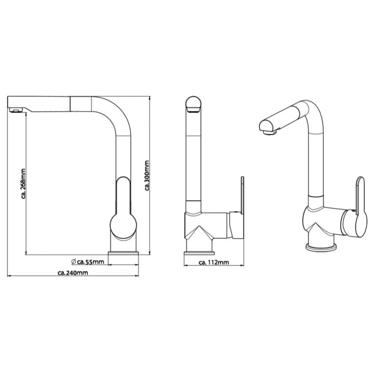 SCHÜTTE Baterie mixer de chiuvetă LONDON, oțel inoxidabil