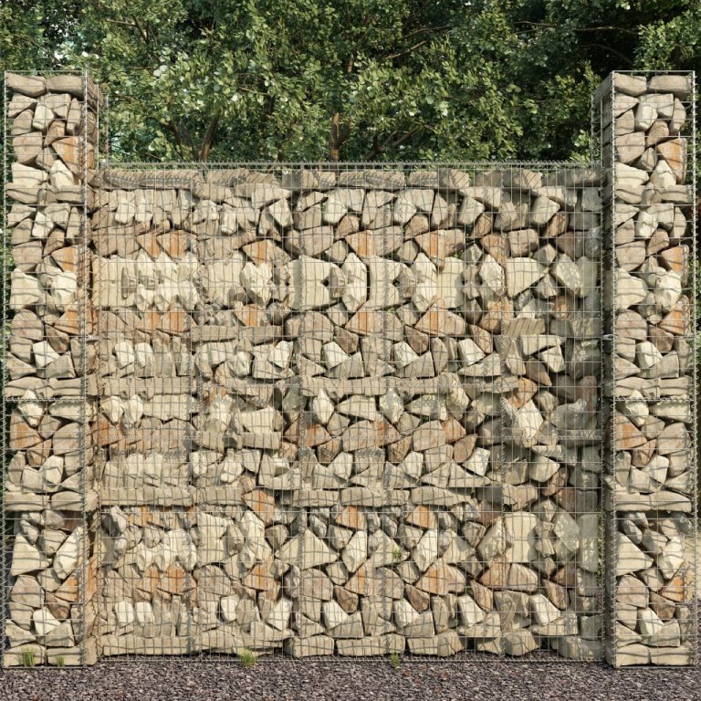 Coșuri gabion, 3 buc., 25 x 25 x 197 cm, oțel galvanizat