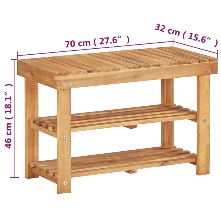 Pantofar, 70 x 32 x 46 cm, lemn masiv de acacia