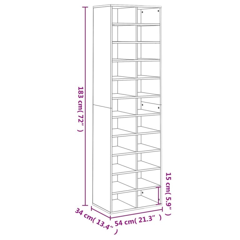 Pantofar, gri beton, 54x34x183 cm, PAL