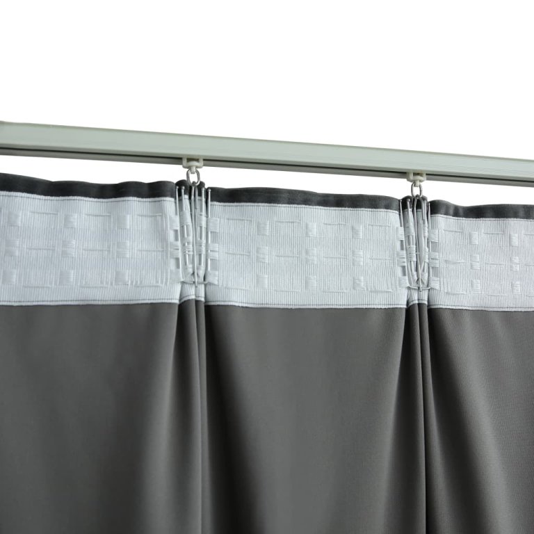 Draperii opace cu cârlige, 2 buc., antracit, 140x245cm, catifea