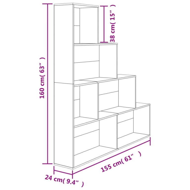 Bibliotecă/Separator stejar sonoma 155x24x160 cm lemn prelucrat