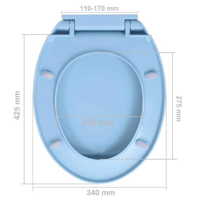 Capac WC cu închidere silențioasă, albastru, oval