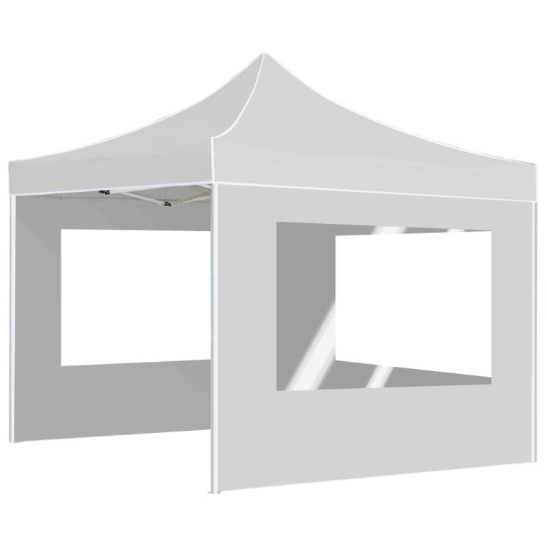 Cort de petrecere pliabil cu pereți, alb, 2x2 m, aluminiu