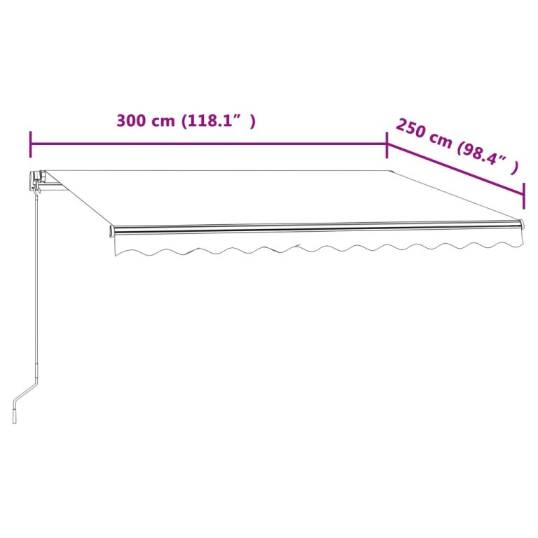 Copertină retractabilă automat, albastru și alb, 350 x 250 cm