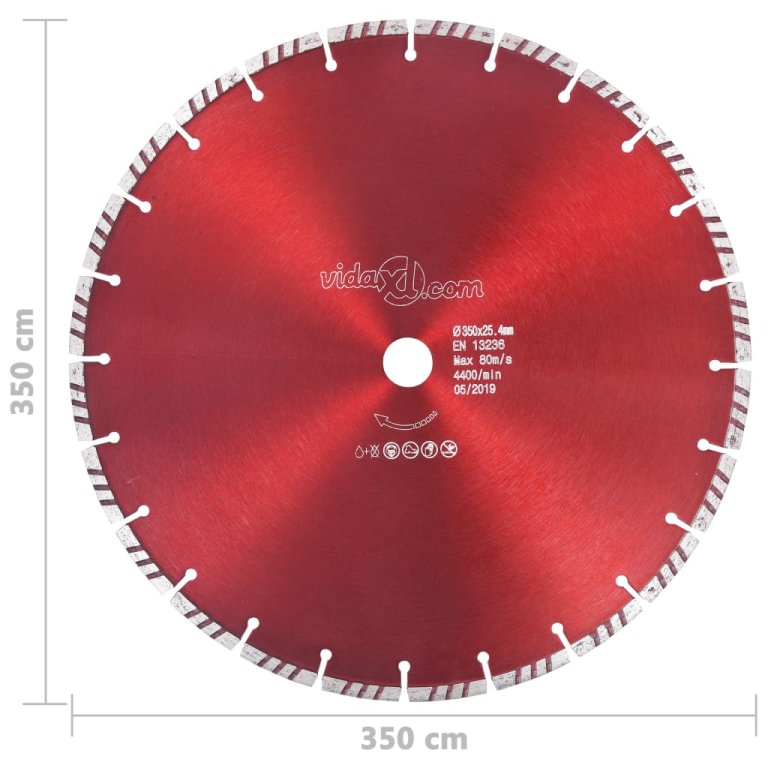 Disc diamantat de tăiere cu turbo oțel 350 mm