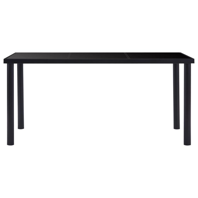 Set mobilier de bucătărie, 7 piese, negru, piele ecologică