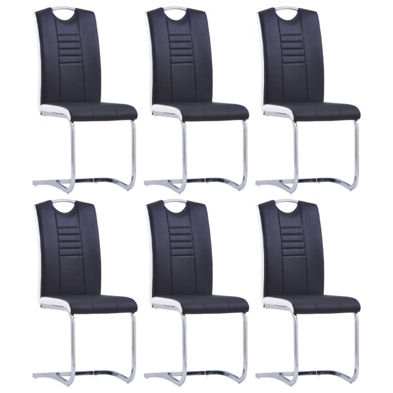 Set mobilier de bucătărie, 7 piese, negru, piele ecologică