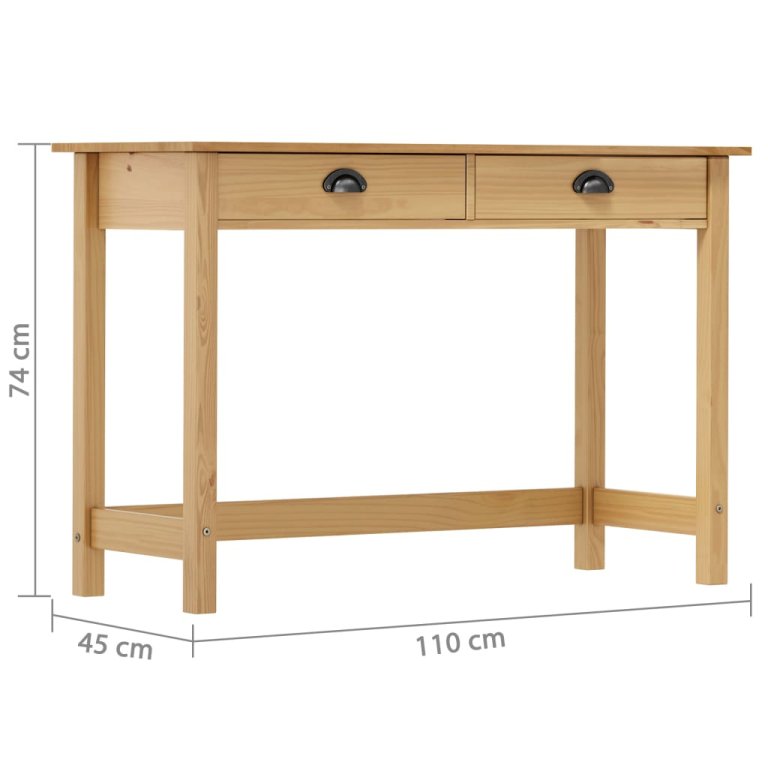 Masă consolă Hill cu 2 sertare, 110x45x74 cm, lemn masiv pin